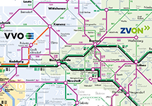 Karte Plus- und Taktbus Netz im VVO- und ZVON-Tarifgebiet