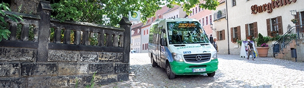 Inhaltsbild Bus der Stadtrundfahrt Meißen an der Albrechtsburg